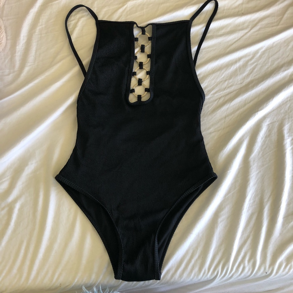 Black one piece swim